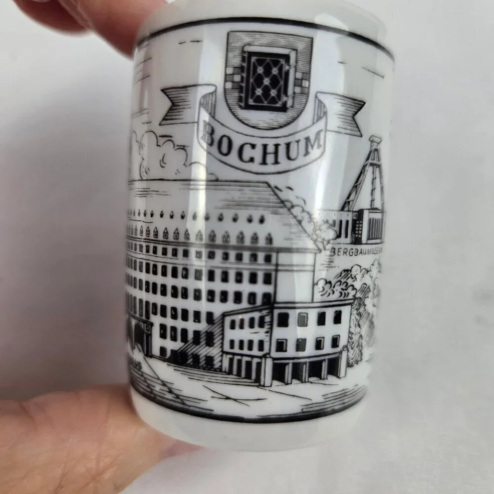 Royal Porzellan Set of 3 Bochum German Shot Glasses and Matching Miniature Plate